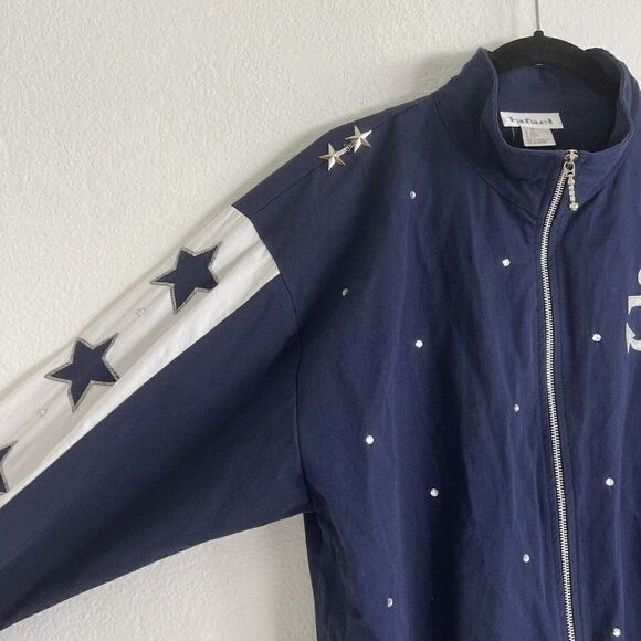 Rafael Womens Vintage 80 Nautical Navy Zip Up Bomber Jacket Stars & Anchor Small - Picture 10 of 11